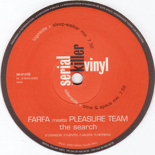 Francesco Farfa Meets The Pleasure Team - The Search | Serial Killer Vinyl (SK-012) - 2