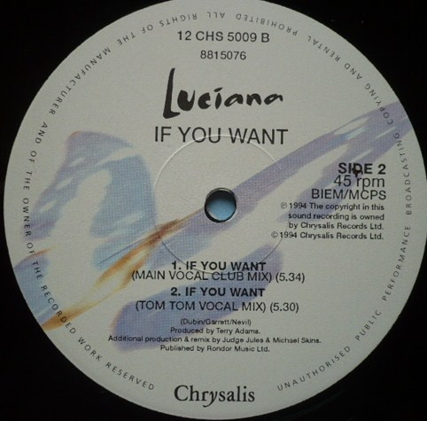 Luciana - If You Want | Chrysalis (12CHS 5009) - 4 Luciana - If You Want | Chrysalis (12CHS 5009) - 4