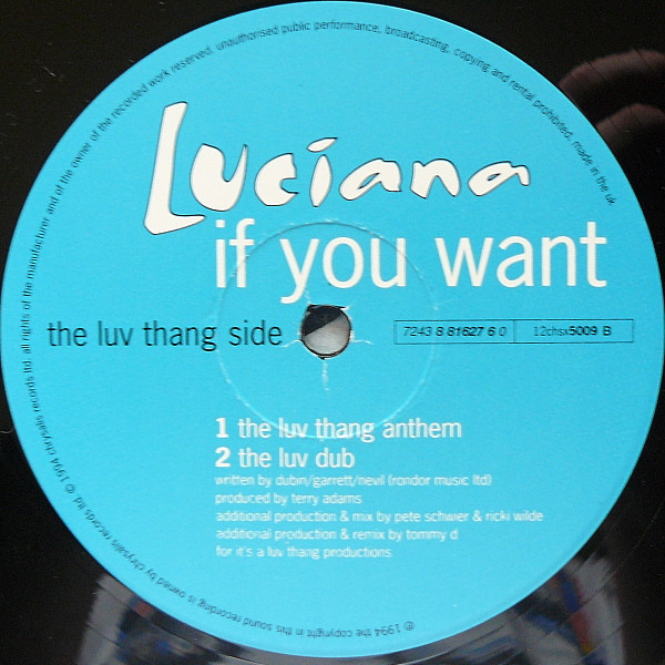 Luciana - If You Want | Chrysalis (12chsx5009) - 3