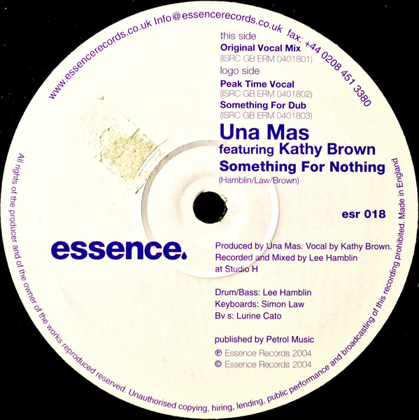 Una Mas - Something For Nothing | Essence Records (esr 018) - 2 Una Mas - Something For Nothing | Essence Records (esr 018) - 2