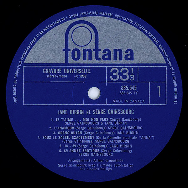 Serge Gainsbourg & Jane Birkin - Jane Birkin - Serge Gainsbourg | Fontana (885 545) - 3 Serge Gainsbourg & Jane Birkin - Jane Birkin - Serge Gainsbourg | Fontana (885 545) - 3