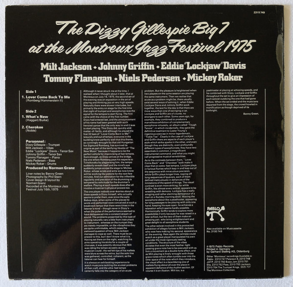 The Dizzy Gillespie Big 7 At The Montreux Jazz Festival 1975