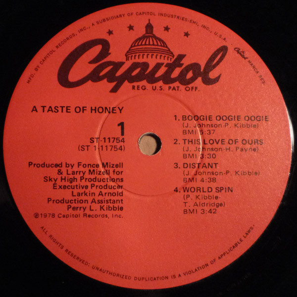 A Taste Of Honey - A Taste Of Honey | Capitol Records (ST-11754) - 3 A Taste Of Honey - A Taste Of Honey | Capitol Records (ST-11754) - 3