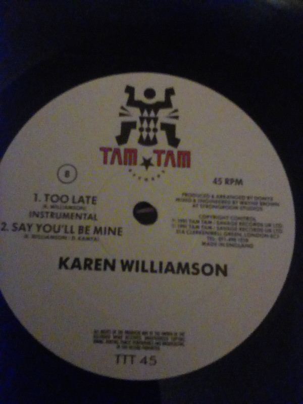 Karen Williamson - Too Late | Tam Tam Records (TTT 45) - 4