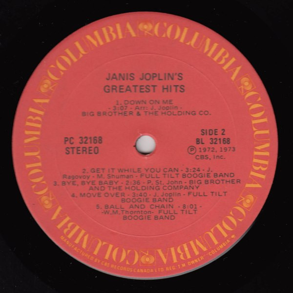 Janis Joplin - Janis Joplin's Greatest Hits | Columbia (WPC 32168) - 4