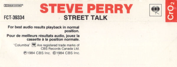 Steve Perry - Street Talk | Columbia (FCT-39334) - 2