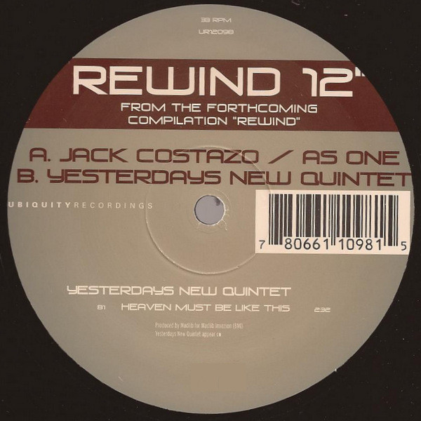 Jack Costanzo / As One / Yesterdays New Quintet - Rewind 12" | Ubiquity (UR12098) - 2