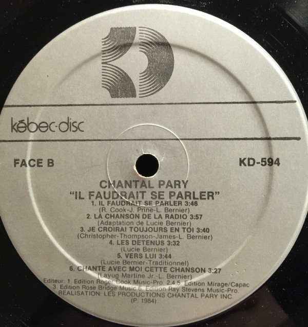 Chantal Pary - Il Faudrait Se Parler | Kébec-Disc (KD 594) - 3 Chantal Pary - Il Faudrait Se Parler | Kébec-Disc (KD 594) - 3