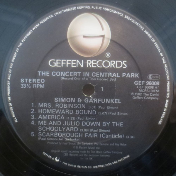 Simon & Garfunkel - The Concert In Central Park | Geffen Records (GEF 96008) - 4