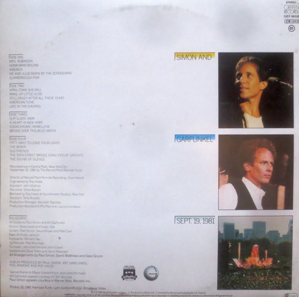 Simon & Garfunkel - The Concert In Central Park | Geffen Records (GEF 96008) - 3