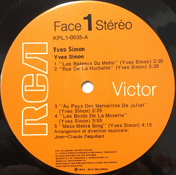 Yves Simon - Yves Simon | RCA Victor (KPL1 0035) - 3 Yves Simon - Yves Simon | RCA Victor (KPL1 0035) - 3