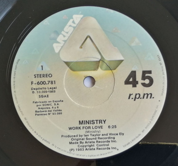 Ministry - Work For Love | Arista (F-600781) - 3