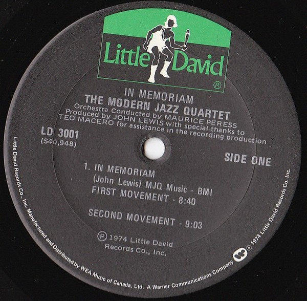 The Modern Jazz Quartet - In Memoriam | Little David Records (LD 3001) - 3