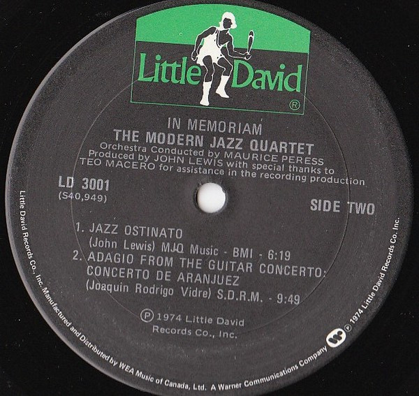 The Modern Jazz Quartet - In Memoriam | Little David Records (LD 3001) - 4