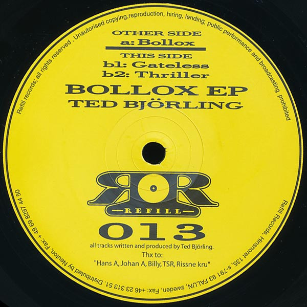 Ted Björling - Bollox EP | Refill Records (refill 013)