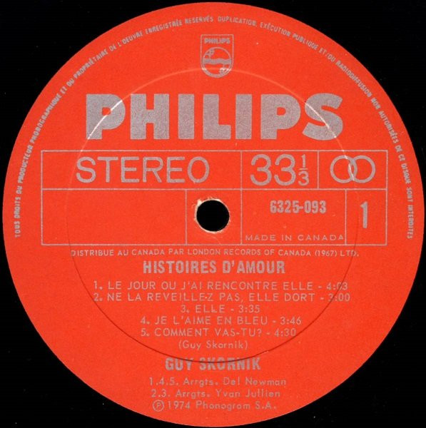 Guy Skornik - Histoires D'Amour | Philips (6325 093) - 3 Guy Skornik - Histoires D'Amour | Philips (6325 093) - 3