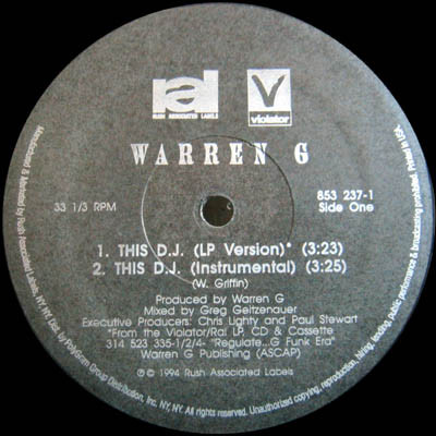 Warren G - This DJ | Rush Associated Labels (853 237-1) - 2