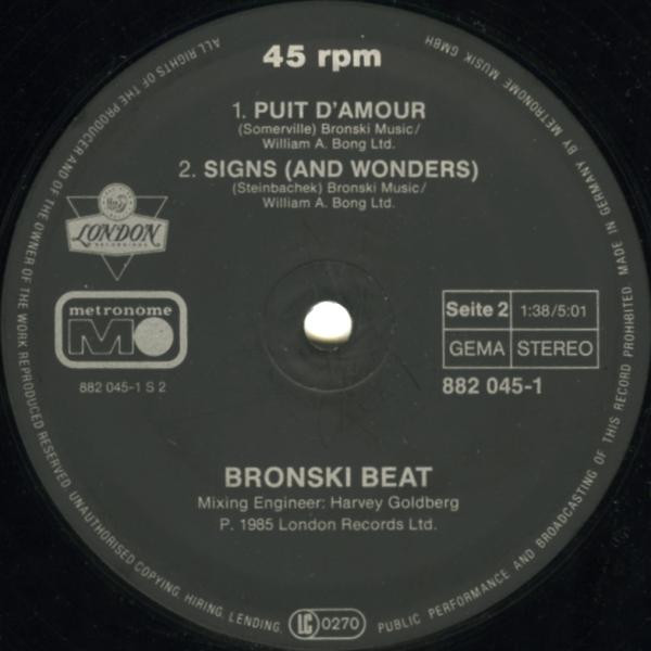 Bronski Beat ,  Marc Almond - I Feel Love | Metronome (882 045-1) - 4