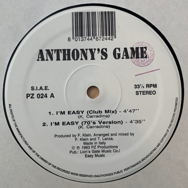 Anthony's Game - I'm Easy | PZ Productions (PZ 024)