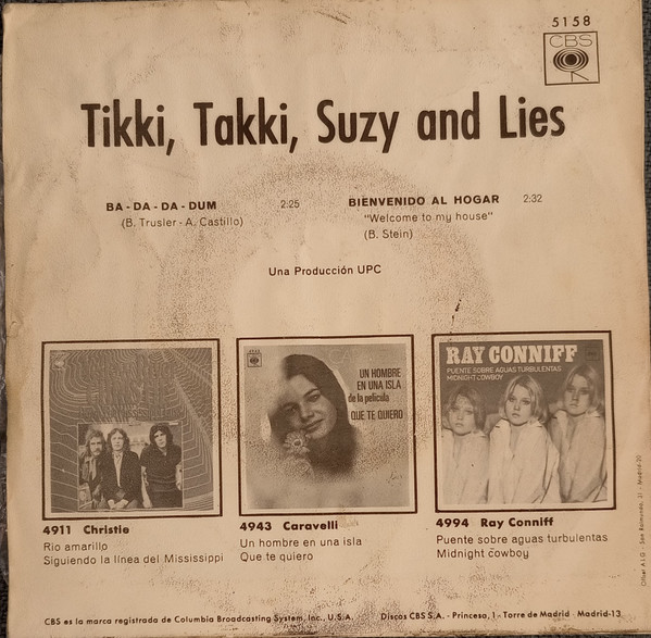 Tikki Takki Suzy & Lies - Ba Da Da Dum / Bienvenido Al Hogar | CBS (CBS 5158) - 2 Tikki Takki Suzy & Lies - Ba Da Da Dum / Bienvenido Al Hogar | CBS (CBS 5158) - 2