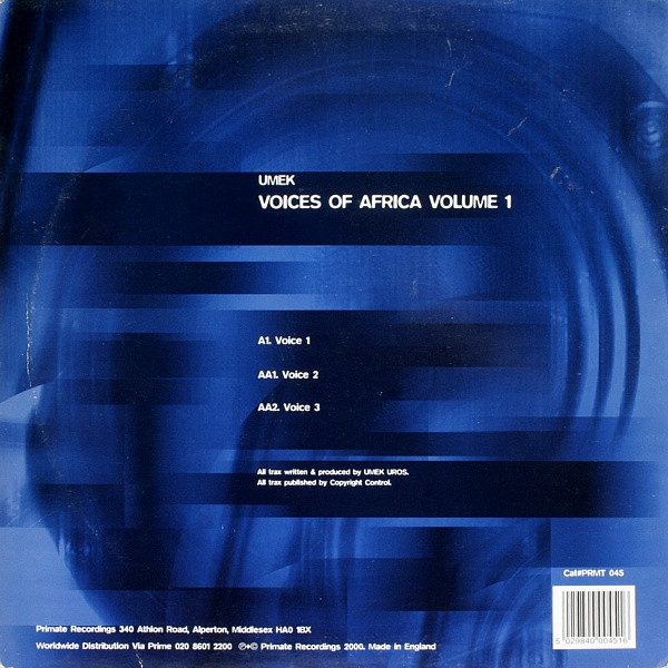 Umek - Voices Of Africa Volume 1 | Primate Recordings (PRMT 045) - 2