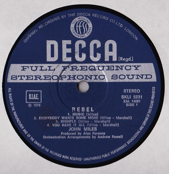 John Miles - Rebel | Decca (SKLI5231) - 3