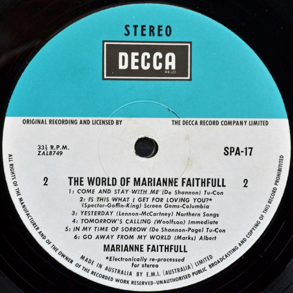 Marianne Faithfull - The World Of Marianne Faithfull | Decca (SPA 17) - 4 Marianne Faithfull - The World Of Marianne Faithfull | Decca (SPA 17) - 4