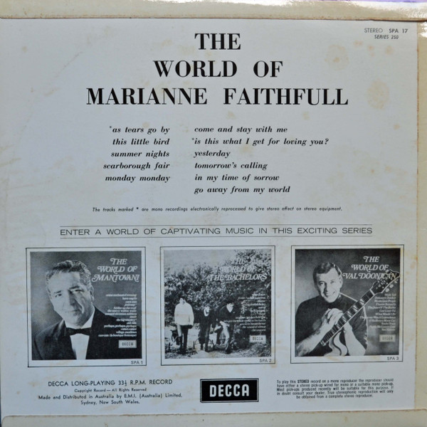 Marianne Faithfull - The World Of Marianne Faithfull | Decca (SPA 17) - 2 Marianne Faithfull - The World Of Marianne Faithfull | Decca (SPA 17) - 2