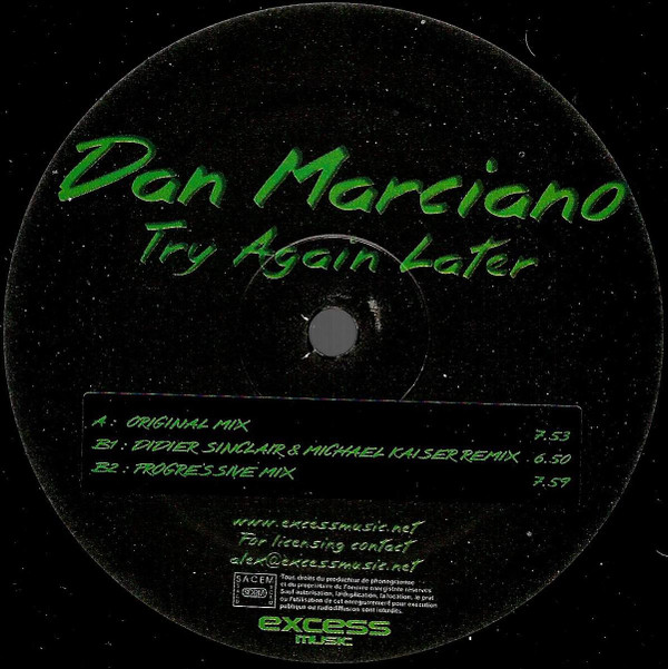 Dan Marciano - Try Again Later | Escape Records (ESC 006) - 3