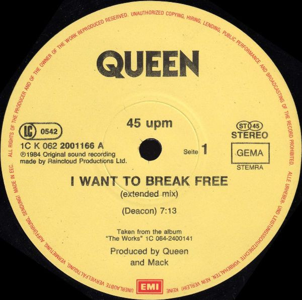 Queen - I Want To Break Free (Extended Mix) | EMI (1C K 062 2001166) - 3