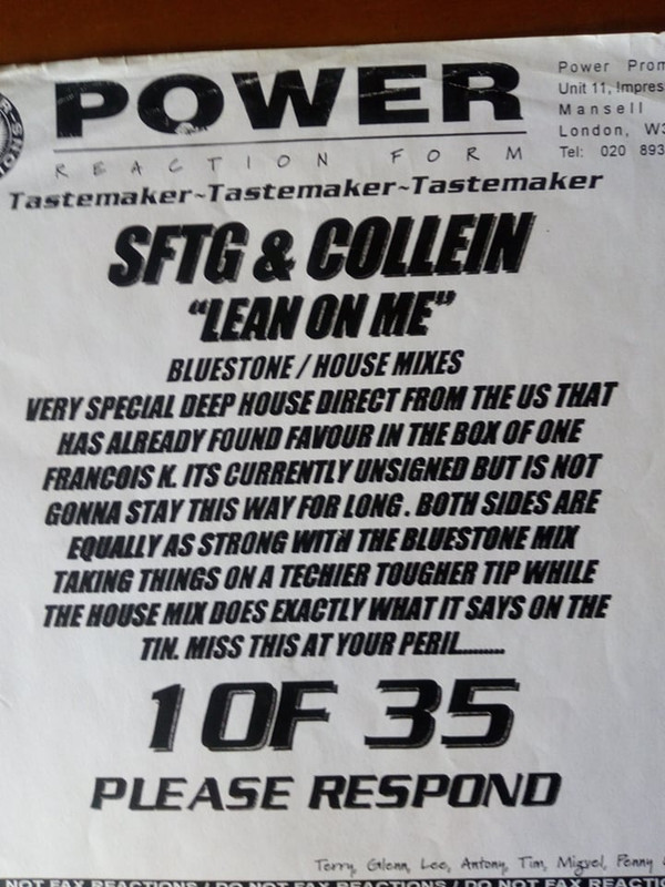 S.F.T.G. & Colein - Lean On Me (House Mix) | Upstream Records (UP 003 12)