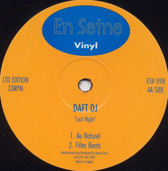 Daft DJ - Last Night | En Seine Vinyl (ESV 098) - 2