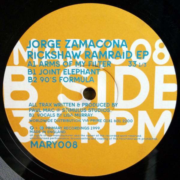 Jorge Zamacona - Rickshaw Ramraid EP | Primary Recordings (MARY008) - 3
