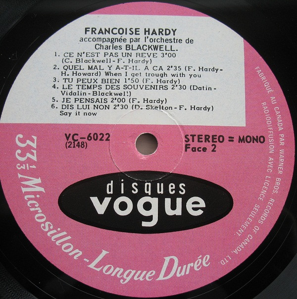 Françoise Hardy - L'Amitié | Disques Vogue (VC 6022) - 4 Françoise Hardy - L'Amitié | Disques Vogue (VC 6022) - 4