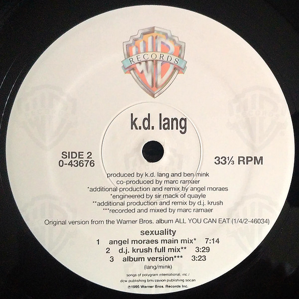 k.d. lang - Sexuality | Warner Bros. Records (0-43676) - 4