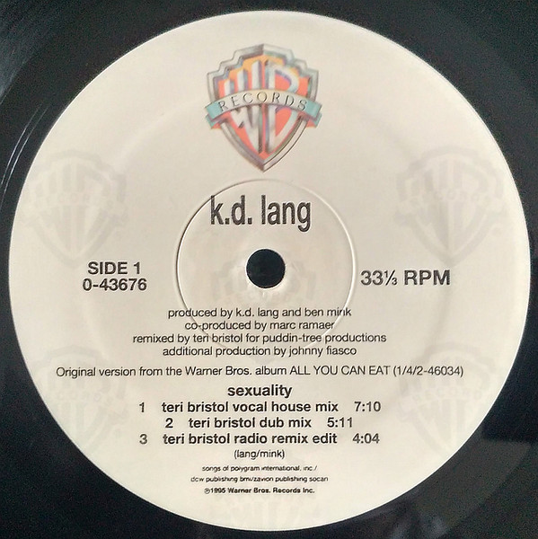 k.d. lang - Sexuality | Warner Bros. Records (0-43676) - 3