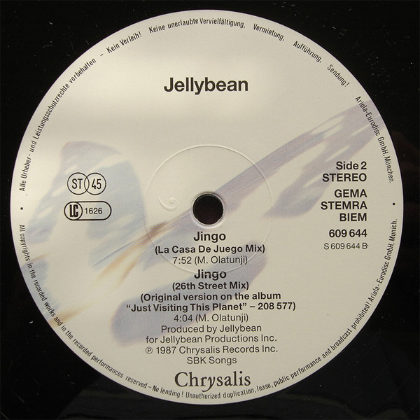 John "Jellybean" Benitez - Jingo (The Definitive Mixes) | Chrysalis (609 644) - 4 John "Jellybean" Benitez - Jingo (The Definitive Mixes) | Chrysalis (609 644) - 4