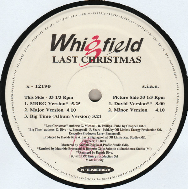 Whigfield - Last Christmas | X-Energy Records (X-12190) - 3 Whigfield - Last Christmas | X-Energy Records (X-12190) - 3