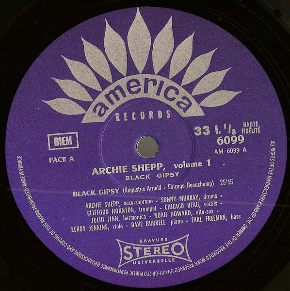 Archie Shepp , Chicago Beau - Black Gipsy | America Records (30 AM 6099) - 3