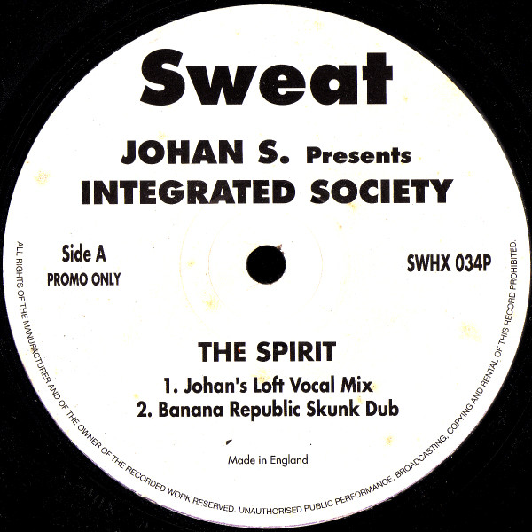 Johan S. Presents Intergrated Society - The Spirit | Sweat (SWHX 034P) - main