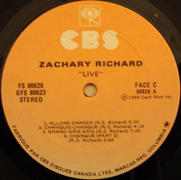 Zachary Richard - Live (2LP) [Vinyl] | CBS (GFS-90623) - 5