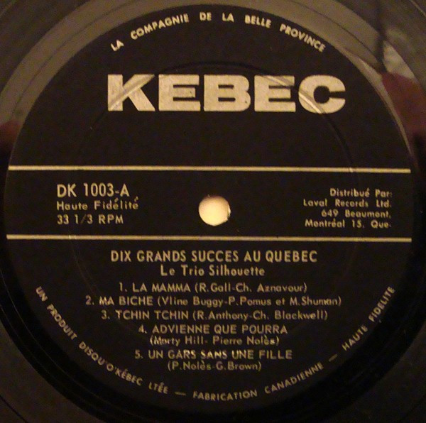 Le Trio Silhouette - 10 Grands Succès | Kebec (DK-1003) - 3