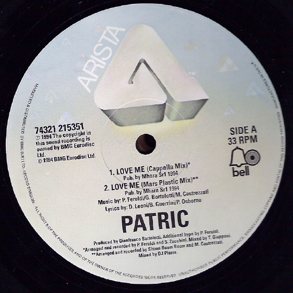 Patric - Love Me | Arista (74321 21535 1) - 2 Patric - Love Me | Arista (74321 21535 1) - 2