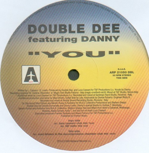 Double Dee Featuring Danny - You | Airplane! Records (ARP 21050 DBL) - 4 Double Dee Featuring Danny - You | Airplane! Records (ARP 21050 DBL) - 4