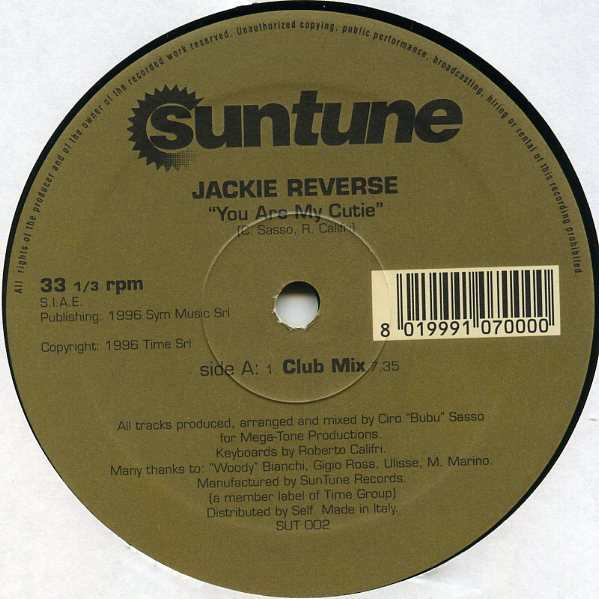 Jackie Reverse - You Are My Cutie | Suntune (SUT 002)