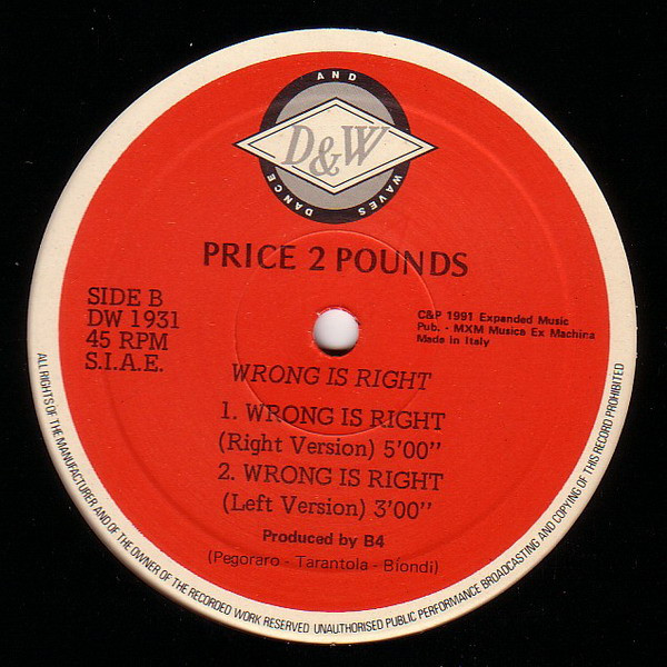 Price 2 Pounds - Wrong Is Right | Dance And Waves (DW 1931) - 4 Price 2 Pounds - Wrong Is Right | Dance And Waves (DW 1931) - 4