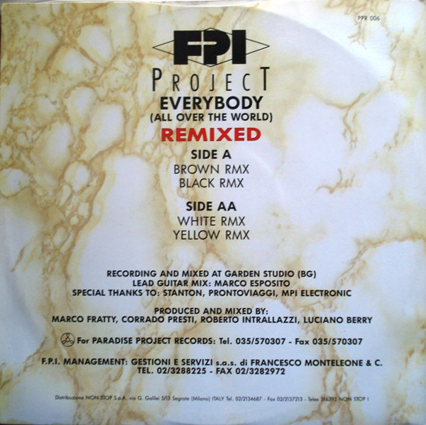 FPI Project - Everybody (All Over The World) (Remixed) | Paradise Project Records (PPR 006) - 2