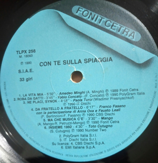 Various - Con Te Sulla Spiaggia | Fonit Cetra (TLPX 256) - 4