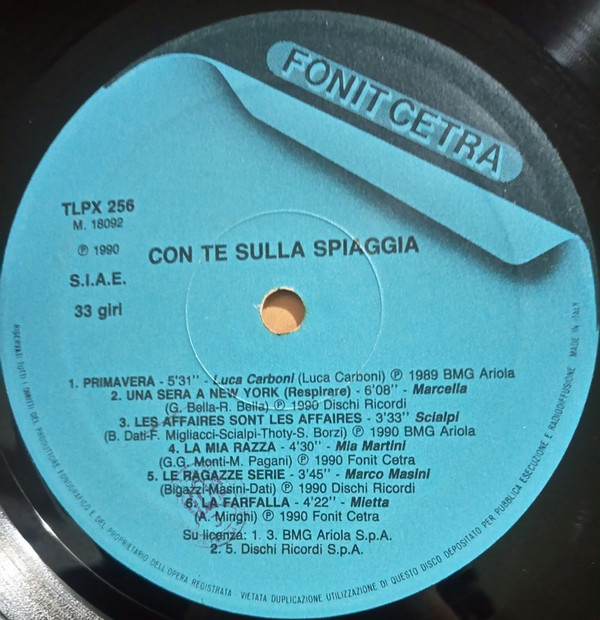 Various - Con Te Sulla Spiaggia | Fonit Cetra (TLPX 256) - 3