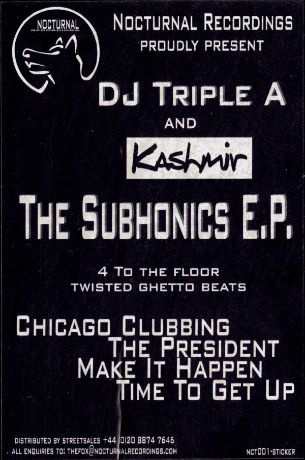 DJ Triple A & Kashmir - Subhonics E.P. | Nocturnal Recordings (NCT001) - main DJ Triple A & Kashmir - Subhonics E.P. | Nocturnal Recordings (NCT001) - main